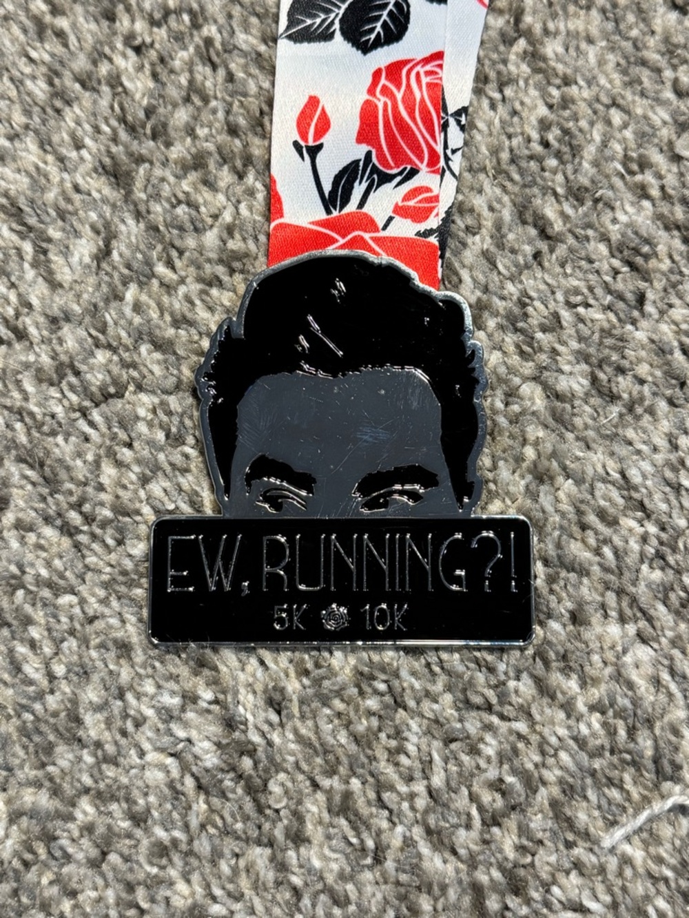 Ew, Running?! 5K/10K Black Medal with Floral Ribbon